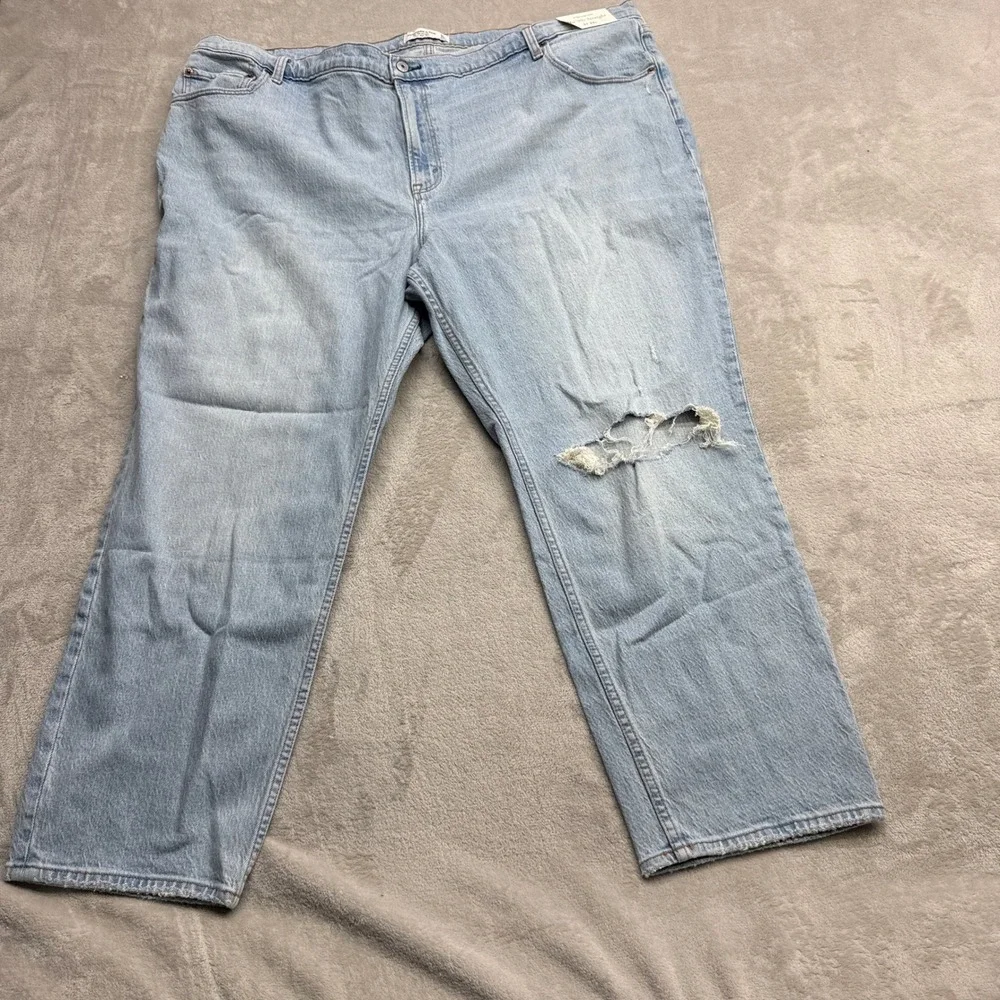 Abercrombie & Fitch The 90s Straight Jeans Womens 24 Short Light Wash Distressed